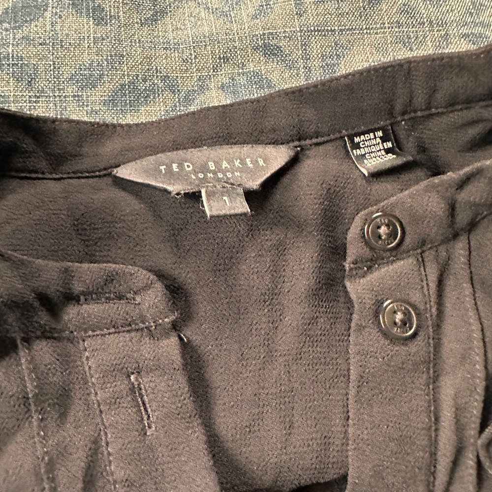 Ted Baker Black Ruffle Button-Down Blouse - Picture 2 of 3